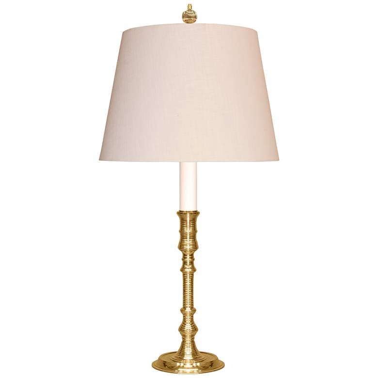 Moroccan Polished Brass Table Lamp with Off-White Shade