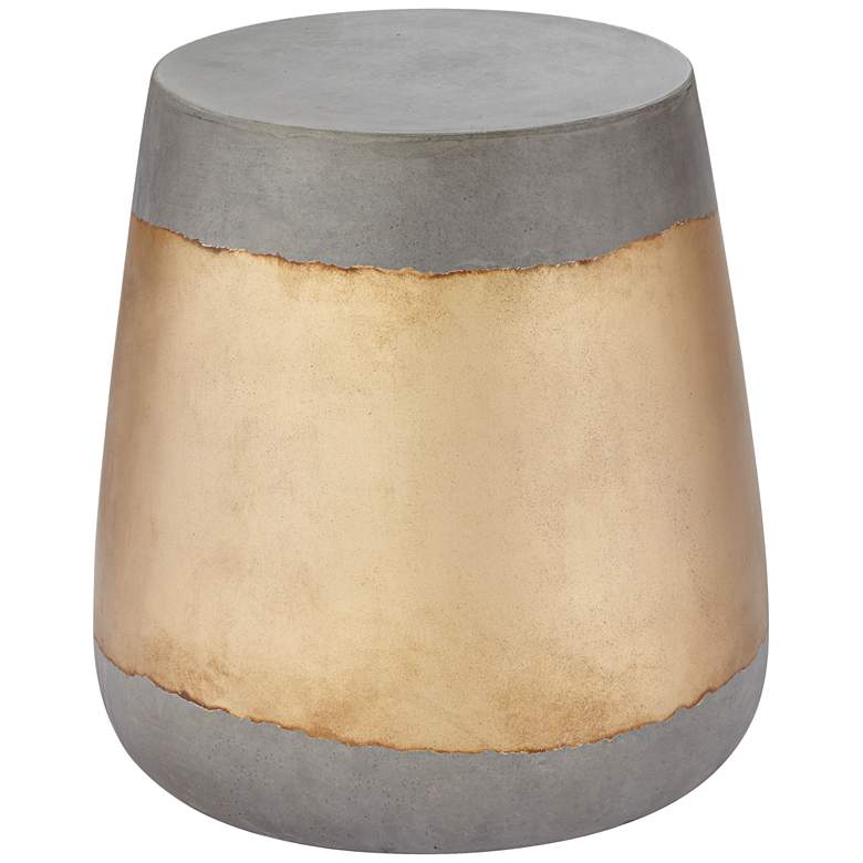 Image 3 Aries 16 1/4" High Gold Concrete Indoor-Outdoor Side Table