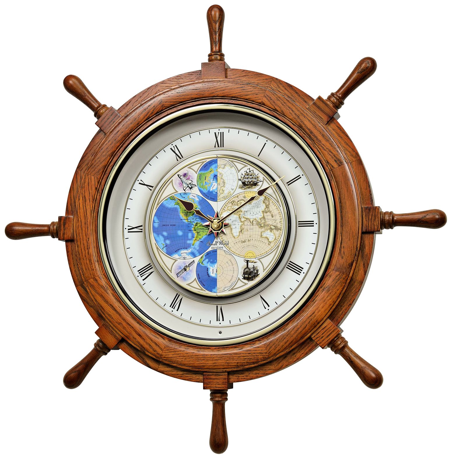 Time Trip 25" Ships Wheel Musical Motion Wall Clock