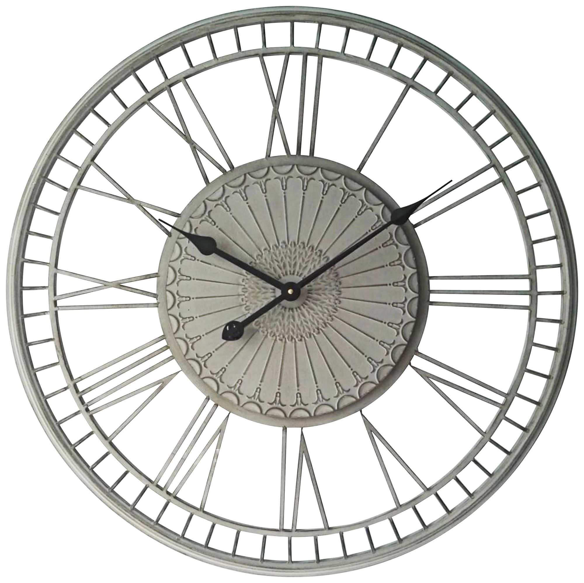 Country Lace Whitewash 27 1/2" Round Wall Clock