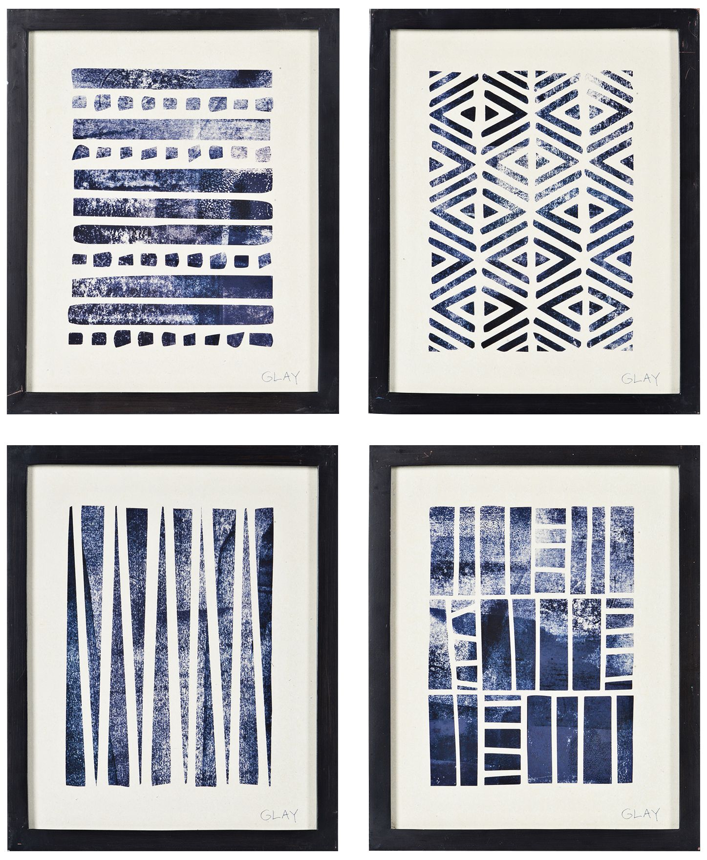 Flint 4 Piece 16 High Black Blue Framed Wall Art Set 9y928 Lamps Plus