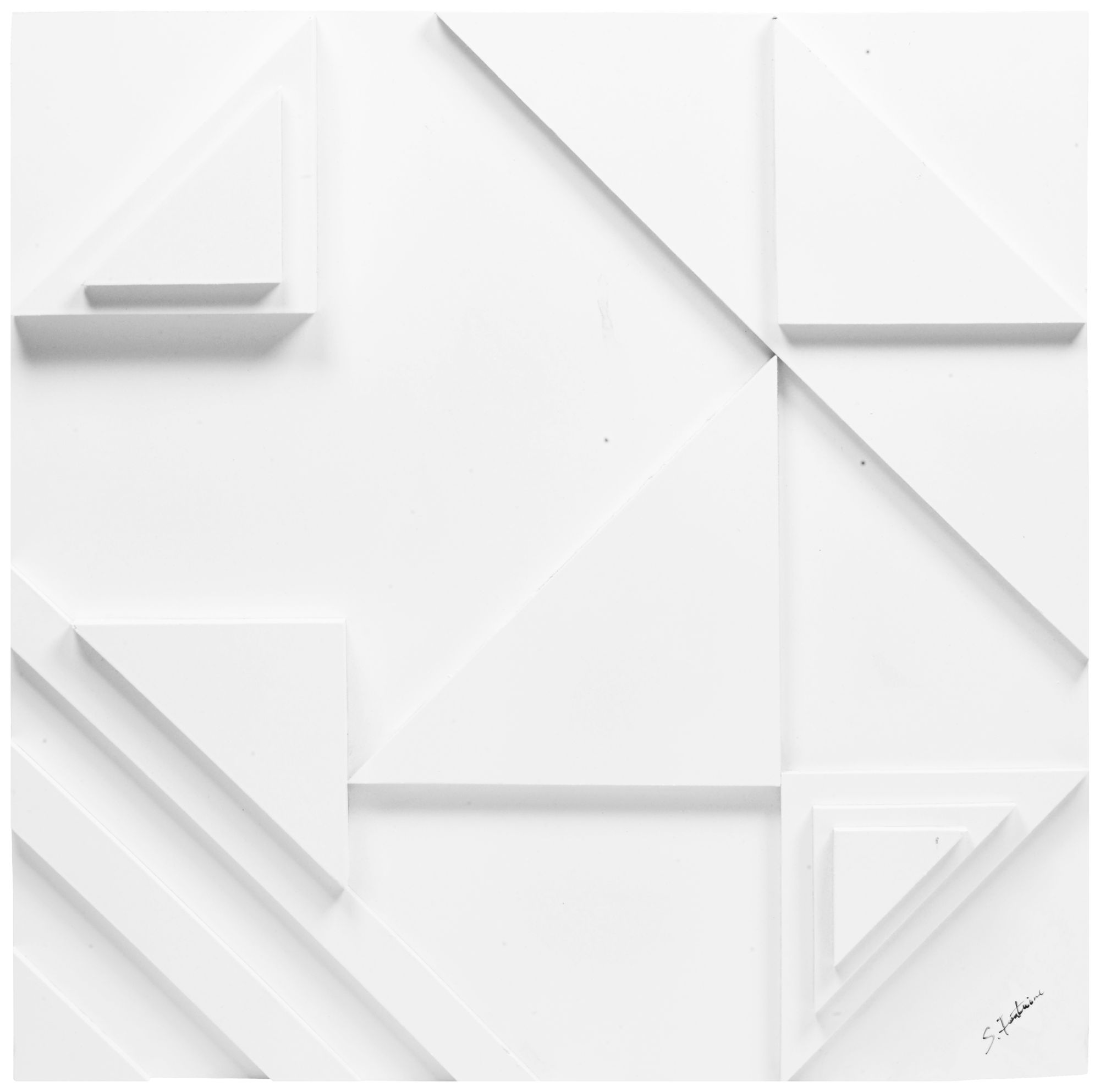 Vector I 24" Square White Geometric Modern Wall Art