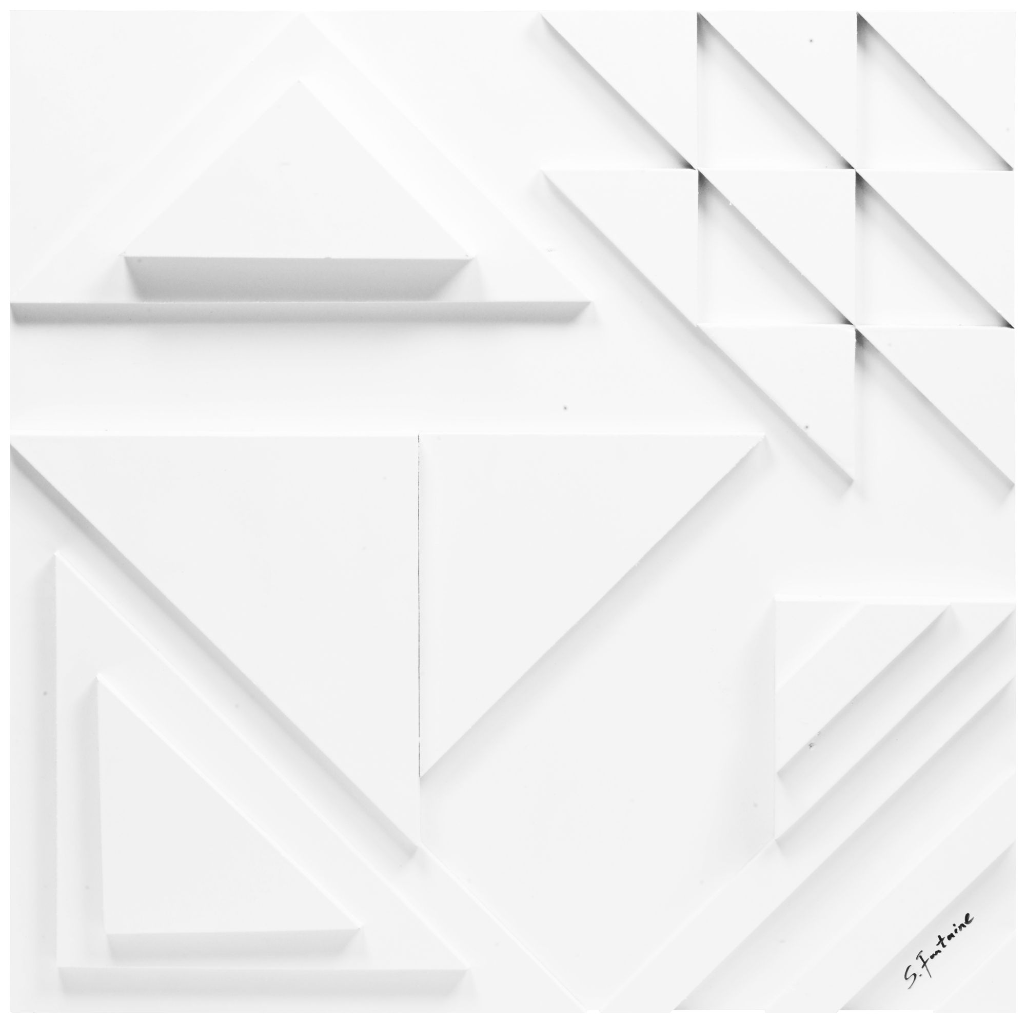 Vector II 24" Square White Geometric Modern Wall Art