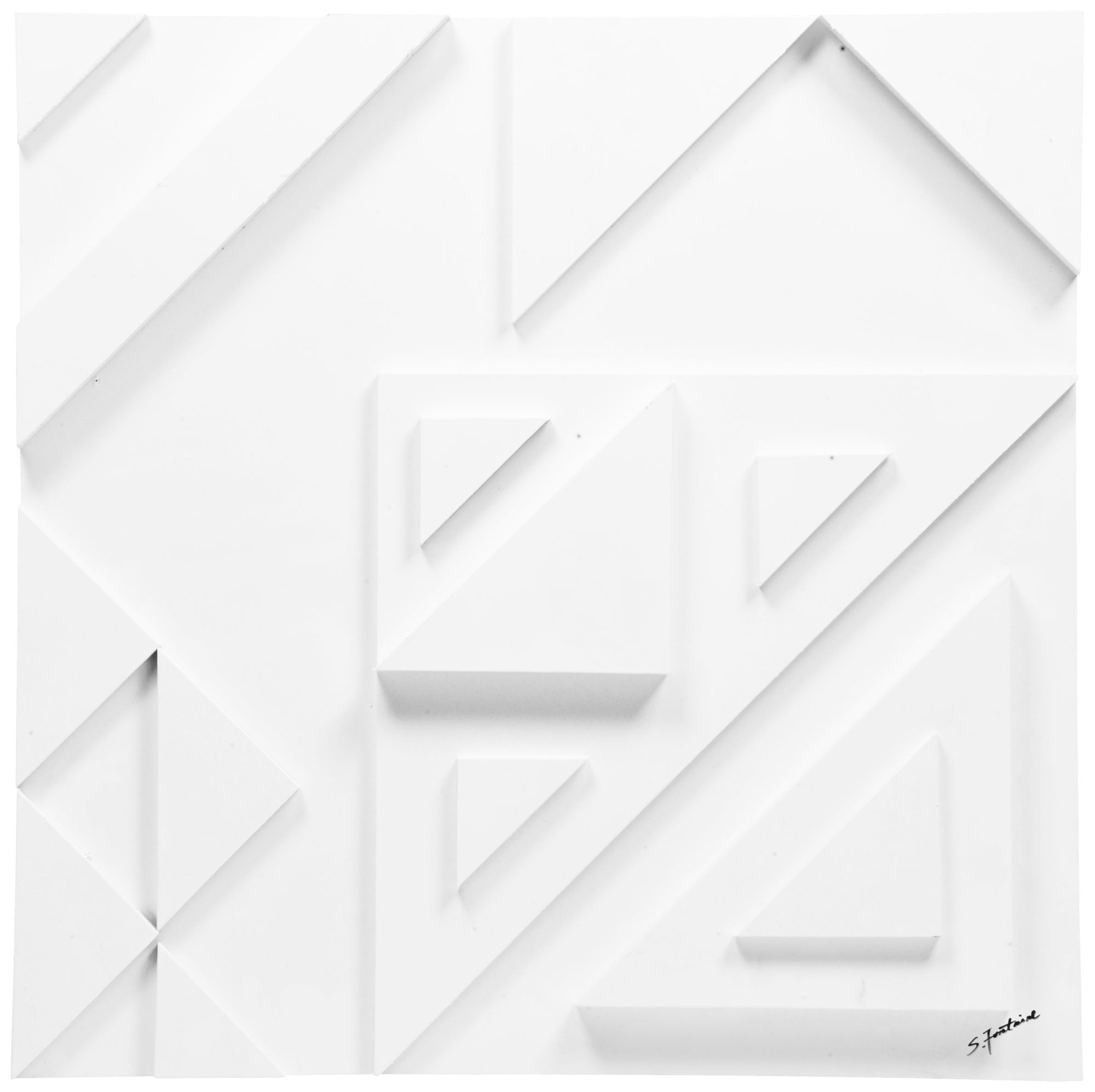 Vector III 24" Square White Geometric Modern Wall Art