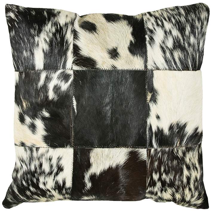Parton Cowhide Black And White 18 Square Throw Pillow 9y985