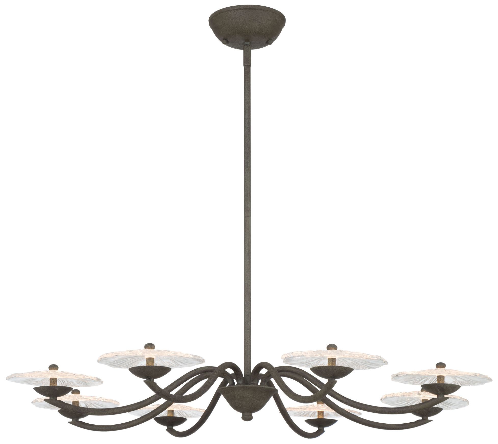 Golden Lighting Coral Bloom Led 31in Chandelier In Black Slate With Pressed Clear Glass