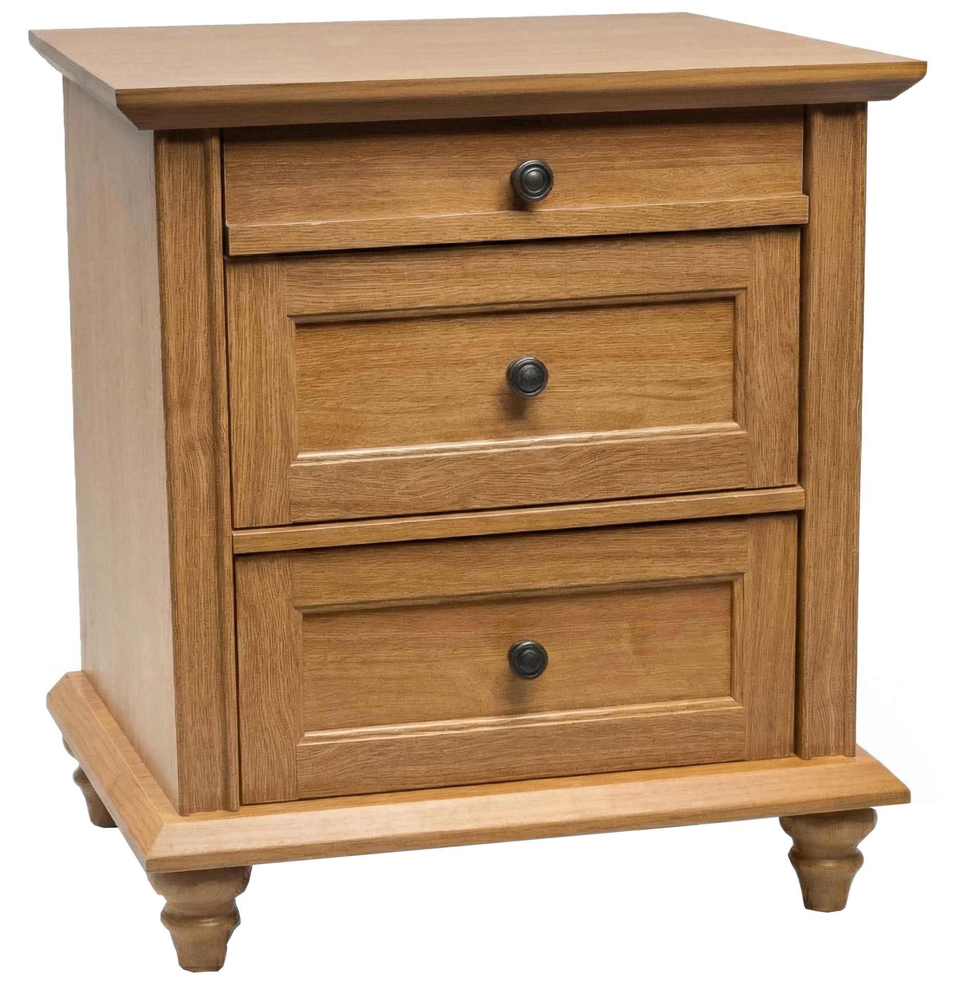 Tigro 24" Wide Oak Wood 3-Drawer Nightstand