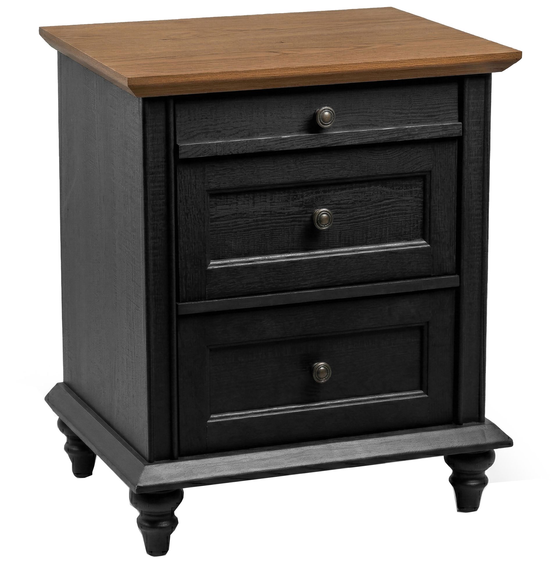 Tigro 24" Wide Black Wood 3-Drawer Nightstand