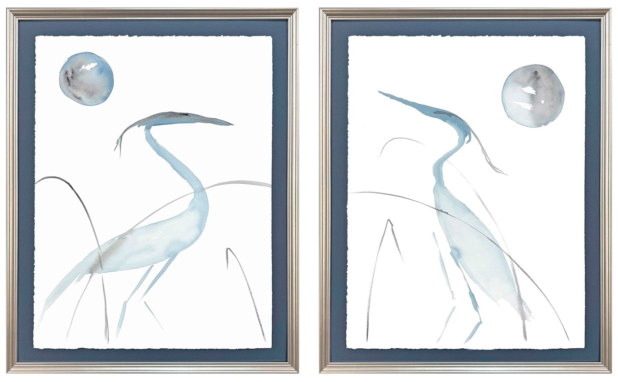 Paragon Evening Herons 24"w X 30"h Framed Art - Set Of 2