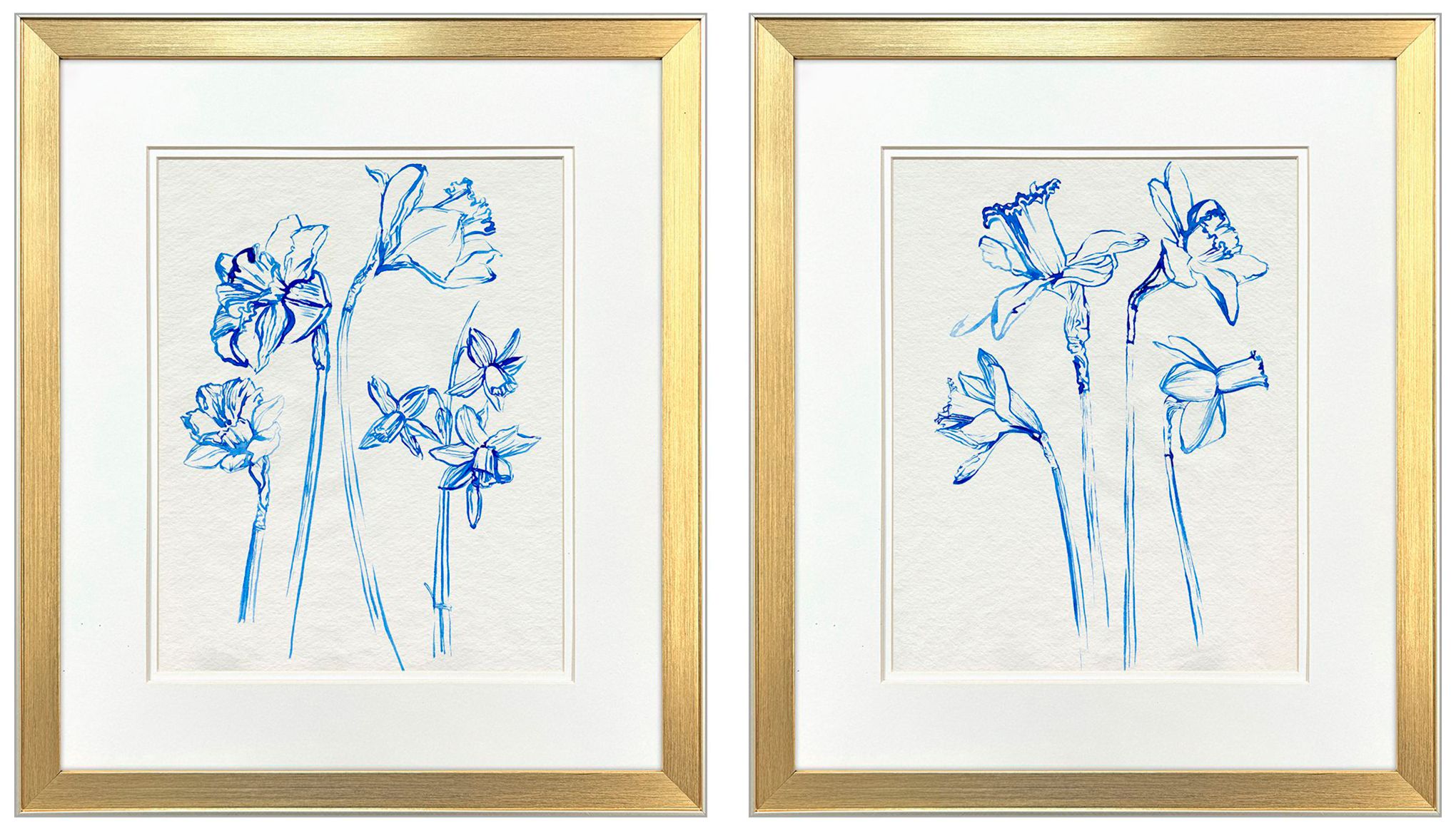 Paragon Inky Daffodils 18"w X 21"h Framed Art - Set Of 2