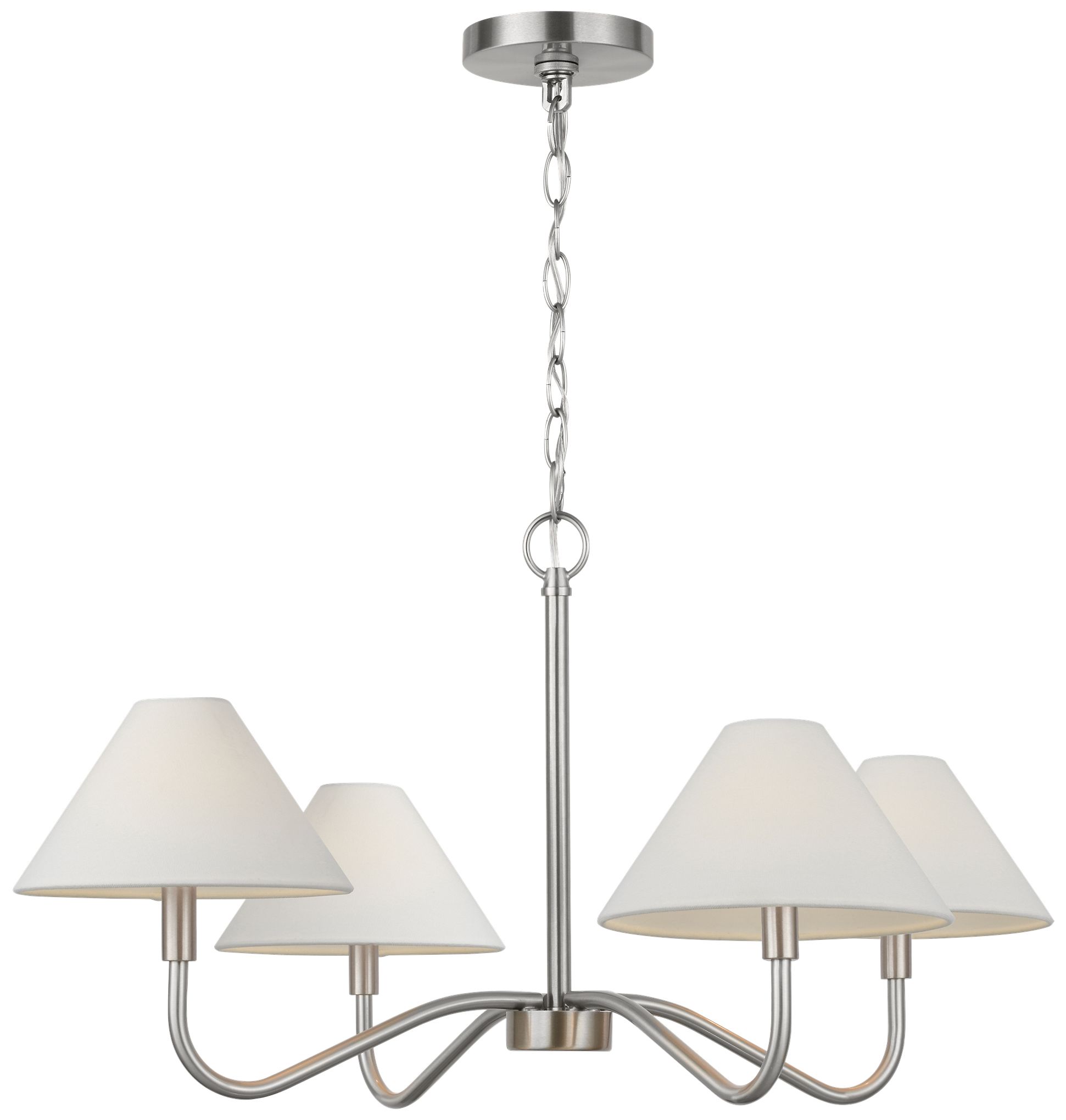 Murray Feiss Visual Comfort Studio  Eldon Medium Chandelier  B11    Brushed Nickel In White