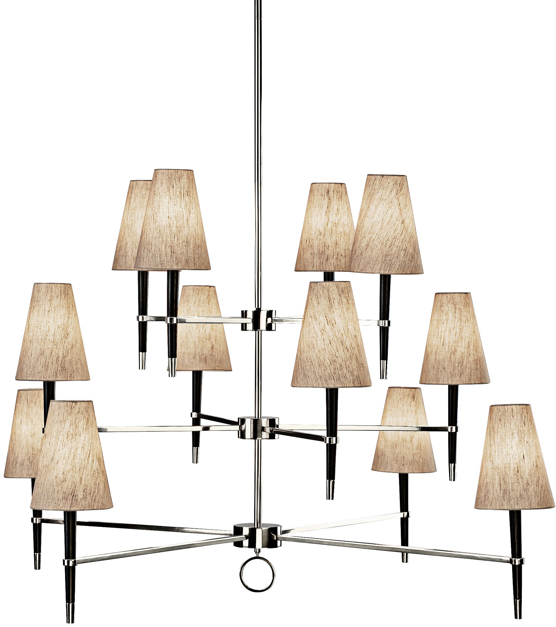 Jonathan Adler Ventana 54" Wide Three-Tier Nickel Chandelier