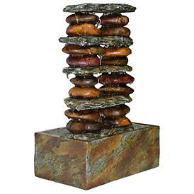 Slate and Stone Tower Tabletop Fountain