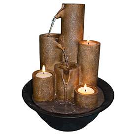 Three Candles Tabletop Candle 11&quot; High Fountain