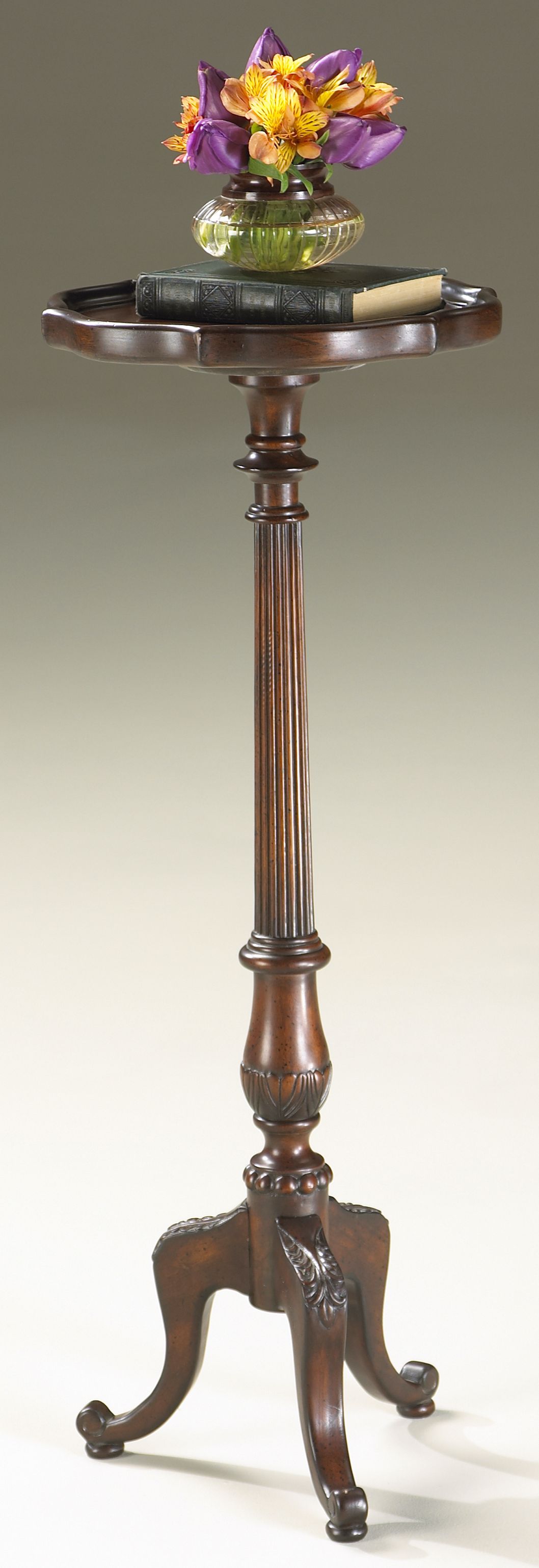 Plantation 36 1/2" High Cherry Finish Pedestal Plant Stand