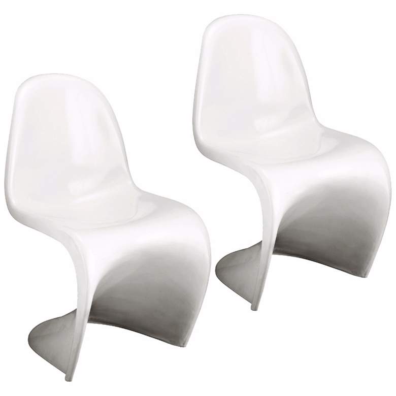 Set of Two White S Chairs