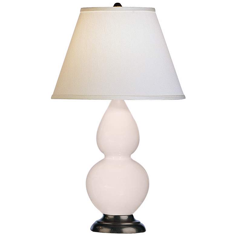 Image 1 Robert Abbey White and Bronze Double Gourd Ceramic Table Lamp