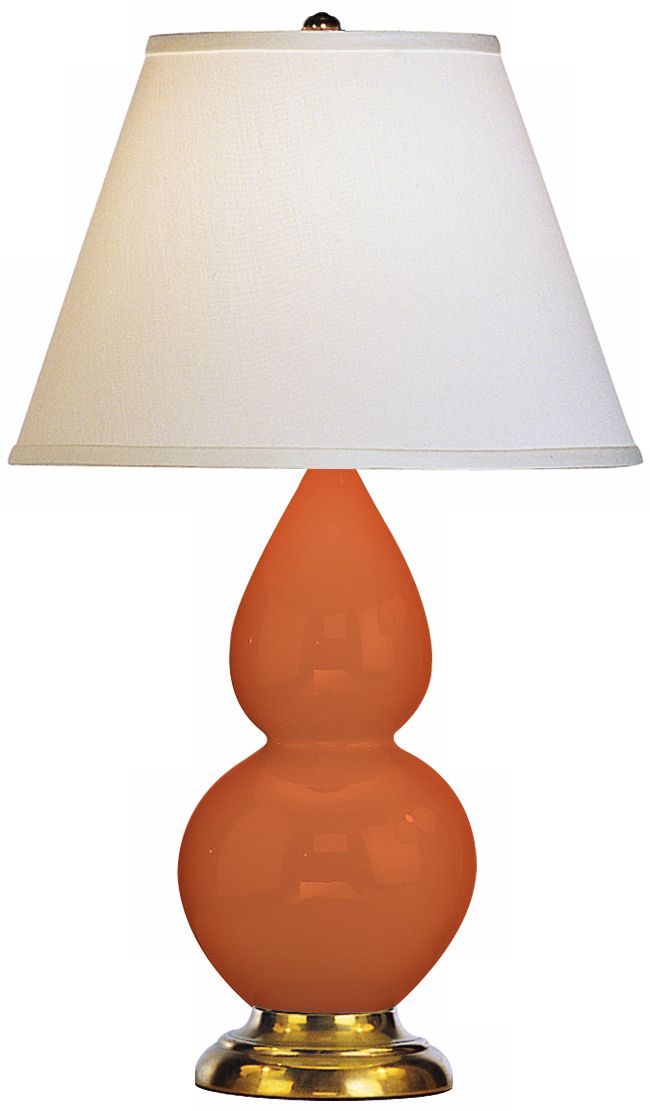 Robert Abbey 22 3/4" Pumpkin Orange Ceramic and Brass Lamp