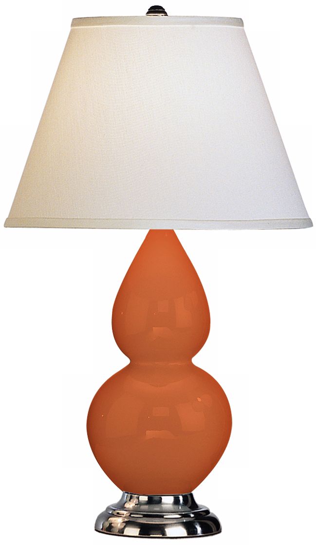 Robert Abbey 22 3/4" Pumpkin Orange Ceramic and Silver Lamp