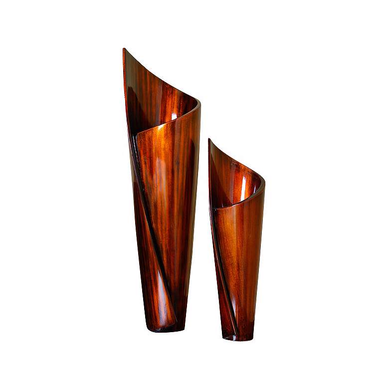 Paper Twist Copper Black Honey Lacquer Vases Set of 2