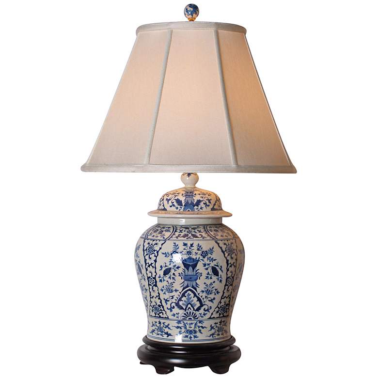 Image 3 English Blue and White Porcelain Temple Jar Table Lamp