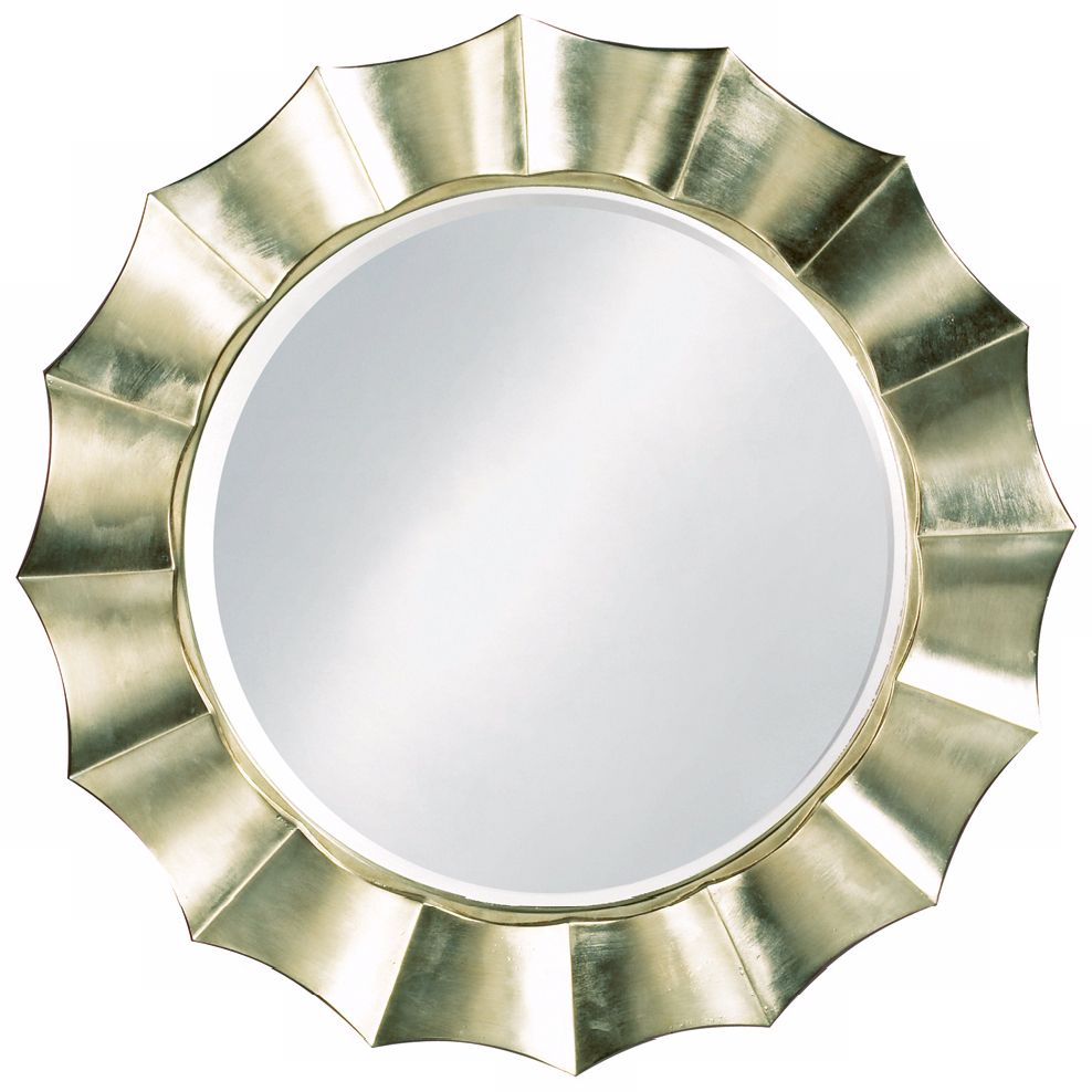 Silver Finish Sun Shadow 41" Round Wall Mirror