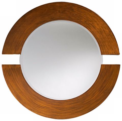 Hemispheres Brushed Copper 38" Round Wall Mirror