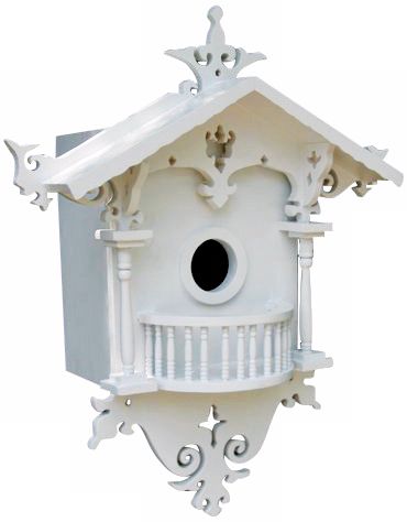 Ornate White Cottage Bird House