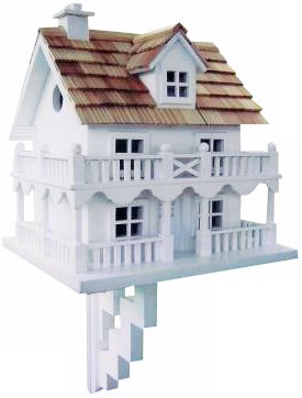 Two-Story White Cottage Bird House