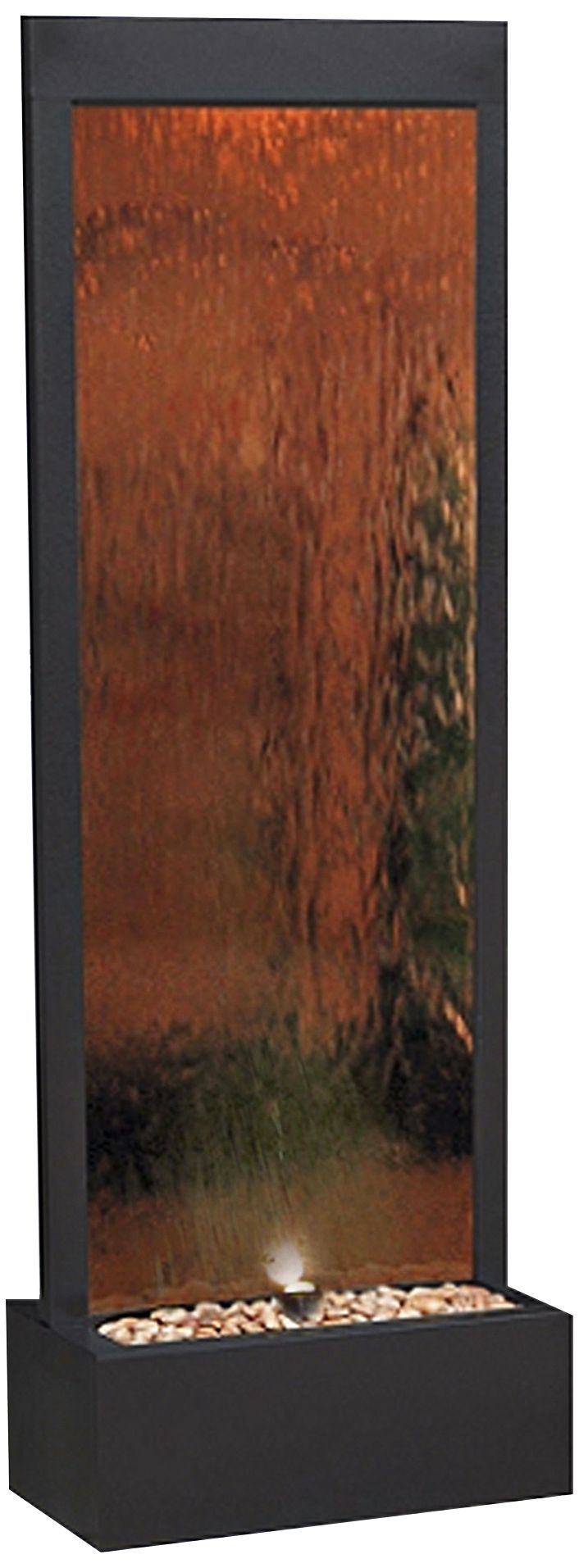 Modern Black and Bronze Mirror 72" High Panel Fountain