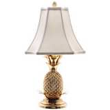 Tropical Brass White Shade Pineapple Table Lamp