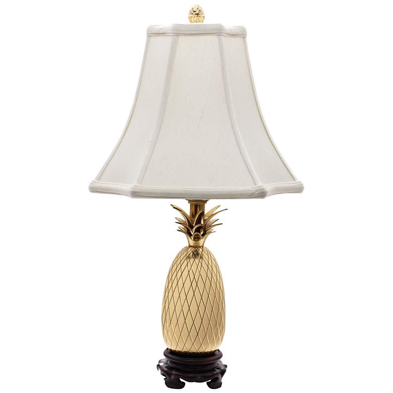 Image 2 Tropic Pineapple Brass 20" High Table Lamp with White Shade