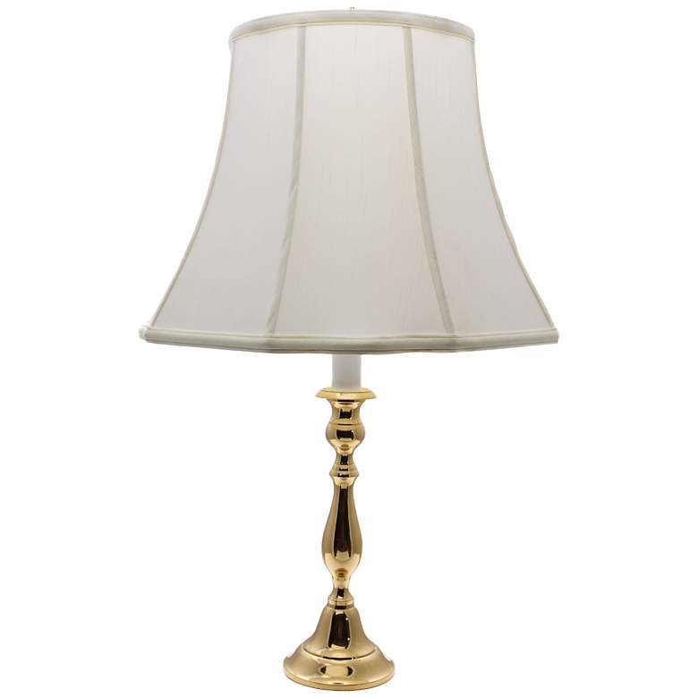 Polished Brass White Shade Candlestick Table Lamp - #J8950 | Lamps Plus