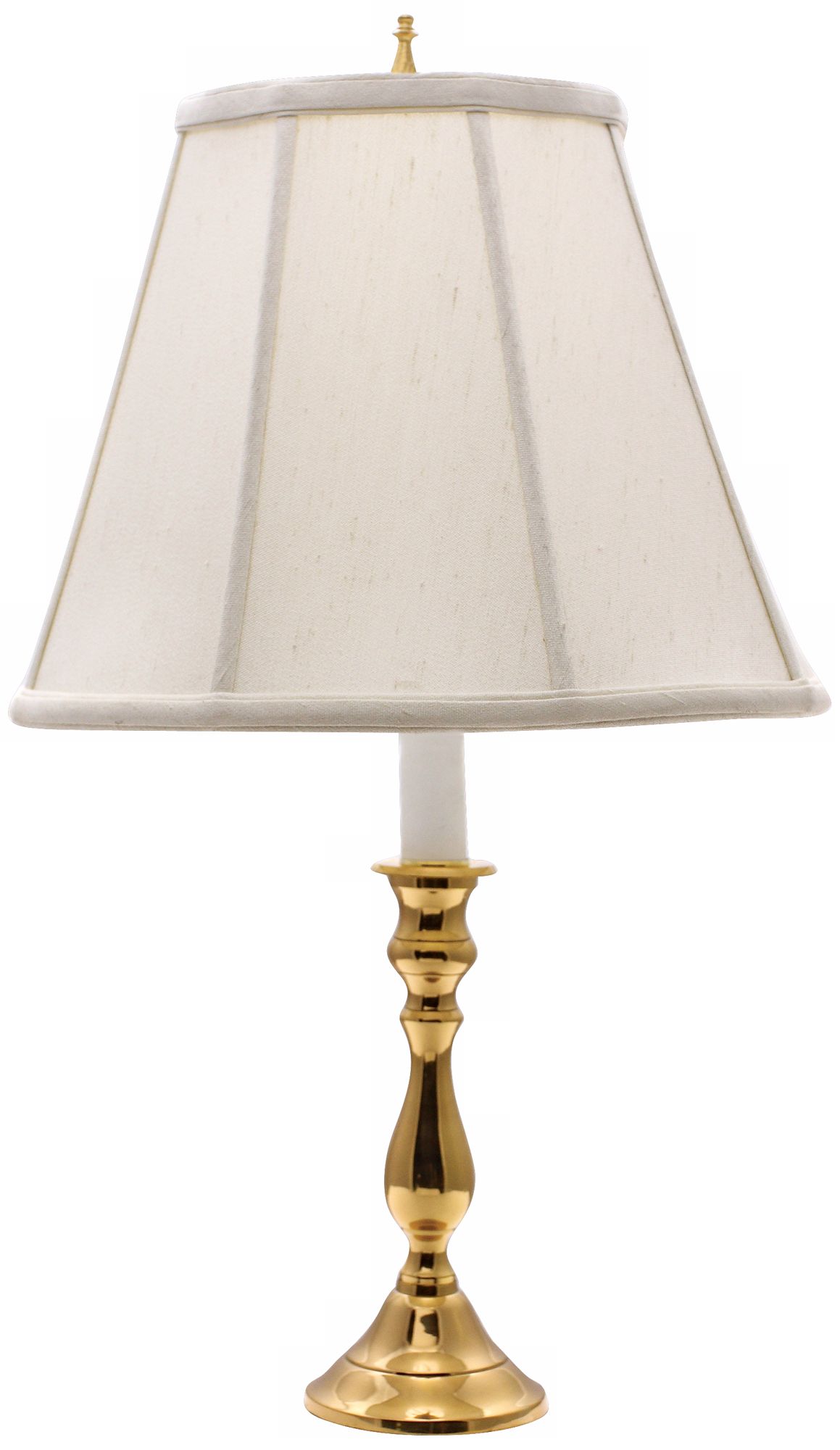 Polished 19" High Brass White Shade Candlestick Accent Lamp J9025