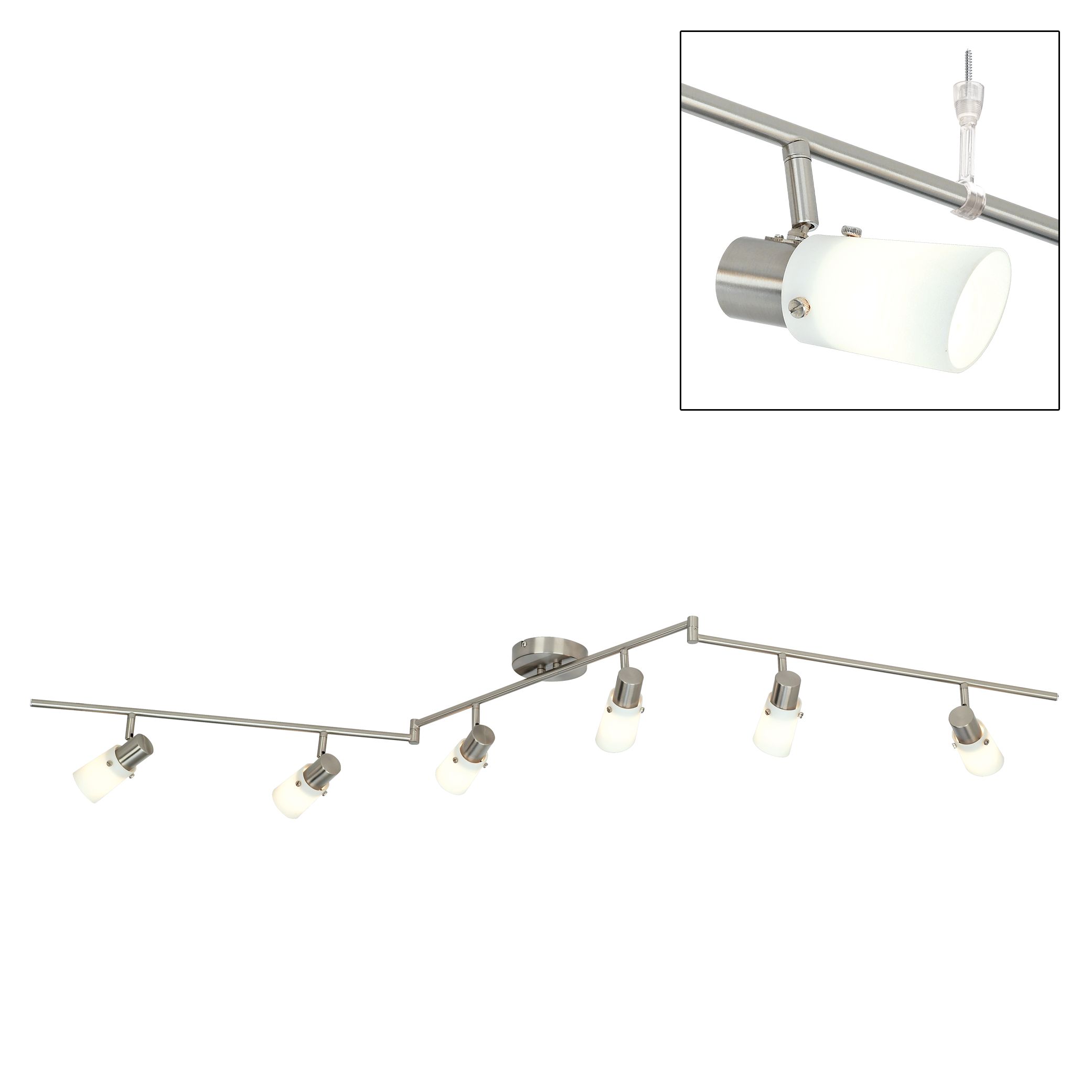 Opal Glass 71" Wide 6-Light Pivot-Arm Ceiling Light Fixture