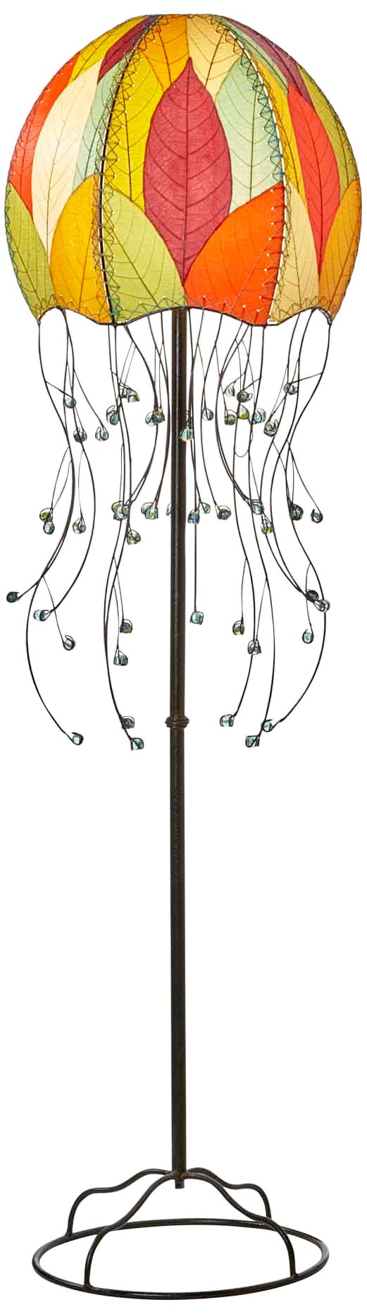 Eangee Jellyfish Multicolor Cocoa Leaves 64" High Floor Lamp