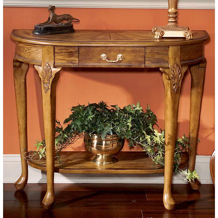 Masterpiece 36 1 2 Wide Vintage Oak Finish Console Table M3935