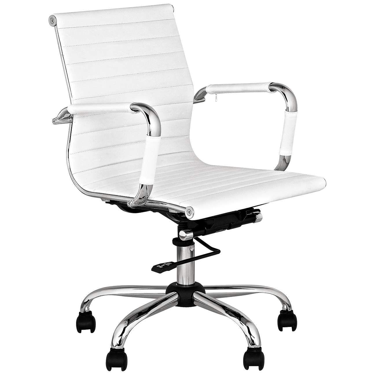 Serge White Low Back Swivel Office Chair - #M5402 | Lamps Plus