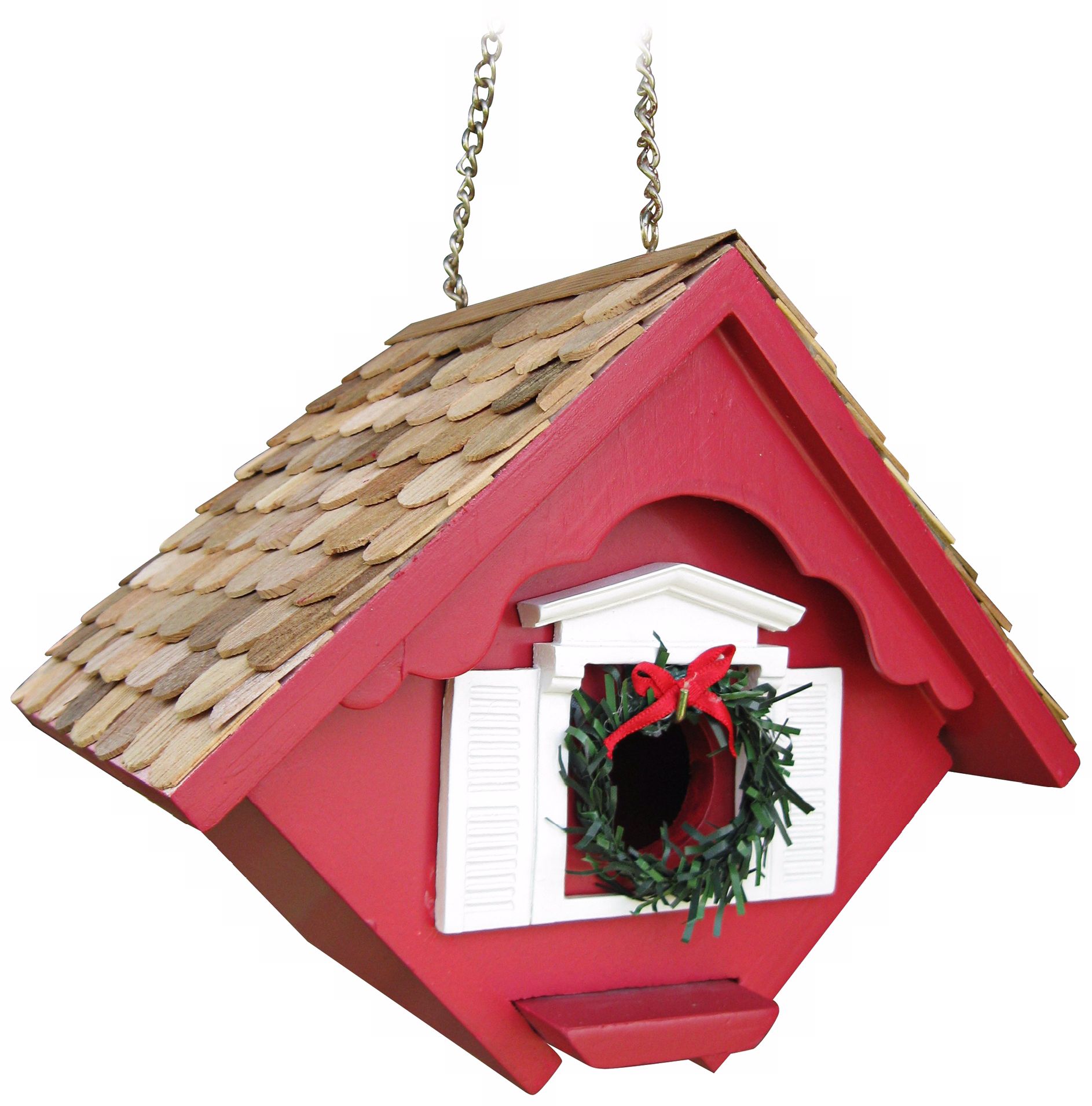 Red Christmas Wren Cottage Bird House