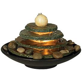 Pyramid 10&quot; High Feng Shui Ball Lighted Table Fountain