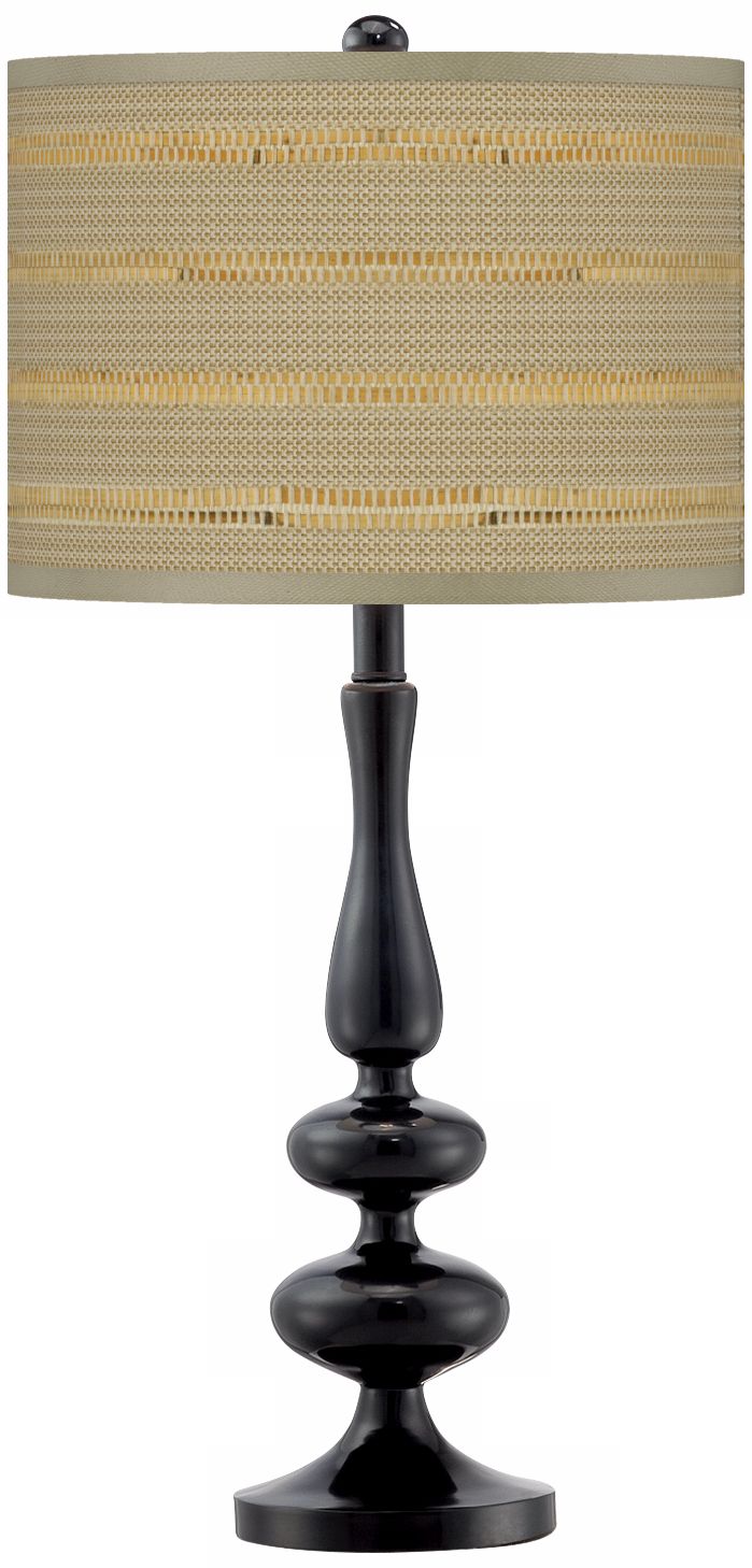 Woven Reed Giclee Modern Gloss Black Base Table Lamp - #N5714-V3093 ...