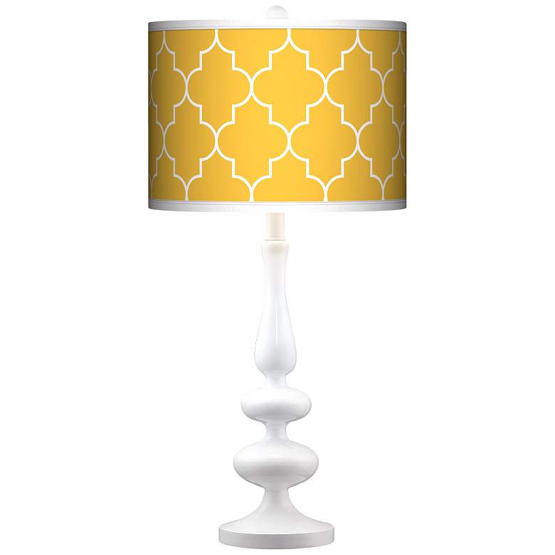 Tangier Yellow Giclee Paley White Table Lamp
