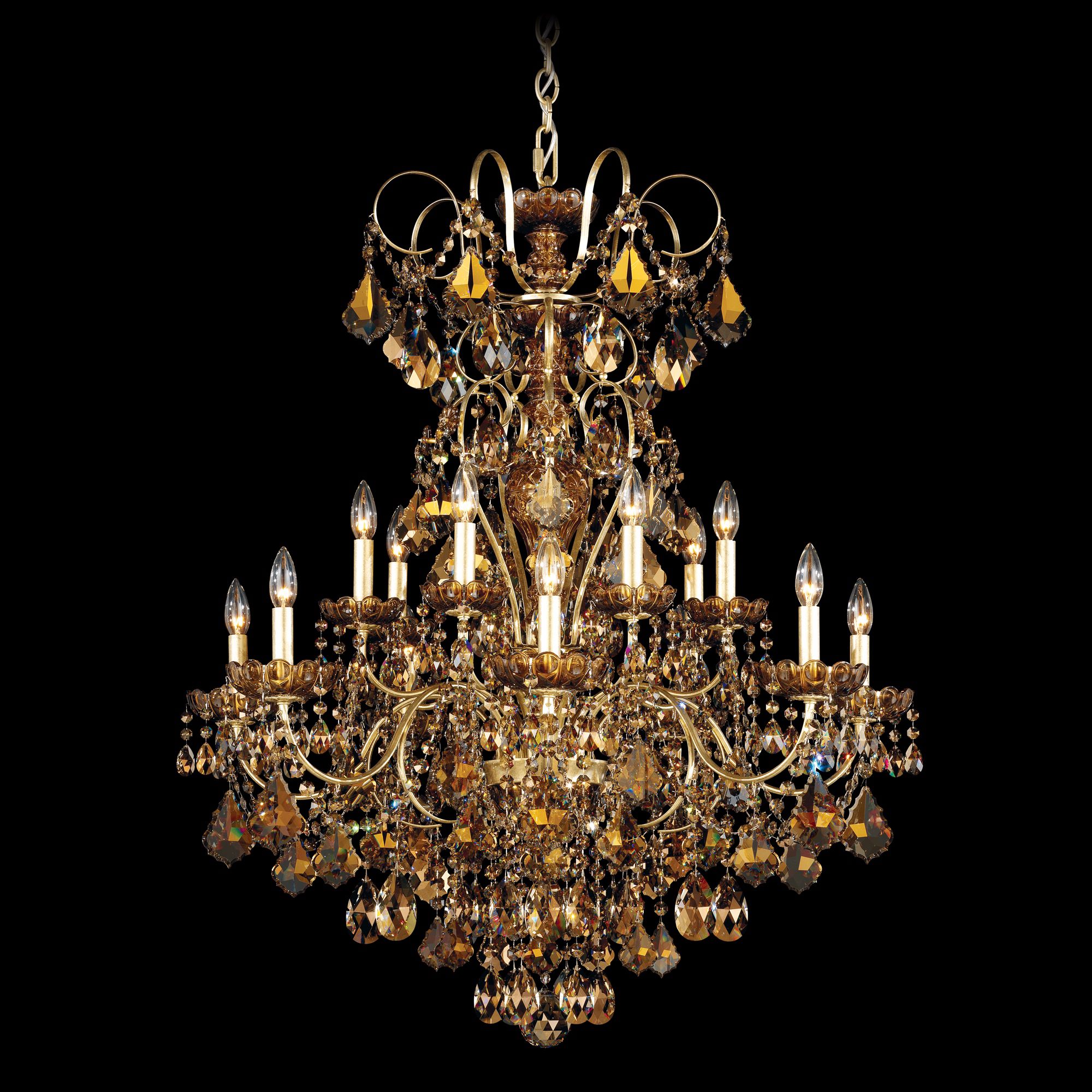 Schonbek New Orleans 32" Wide Gold Teak Crystal Chandelier