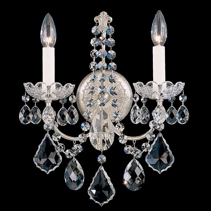 New Orleans 14 1/2" High Silver Hand-Cut Crystal Wall Sconce