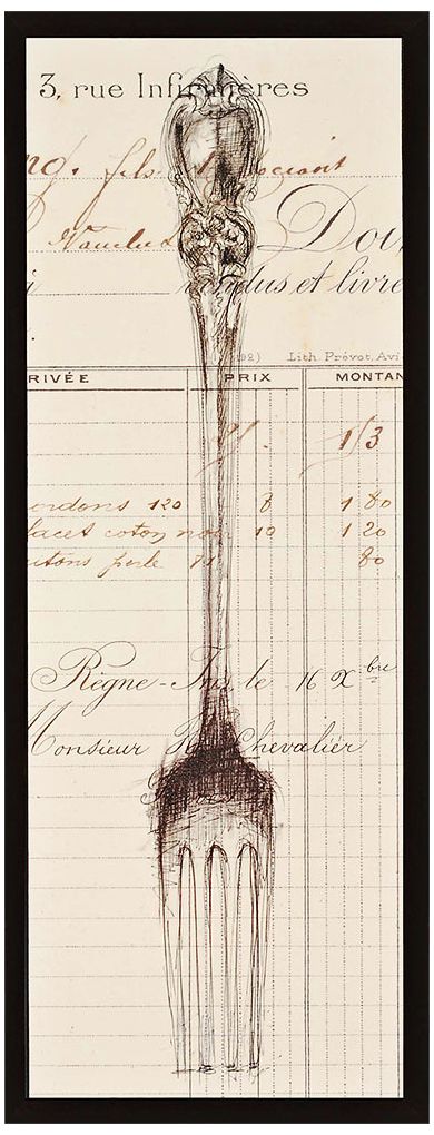 Fork Document 40" High 16" Wide Wall Art Plaque