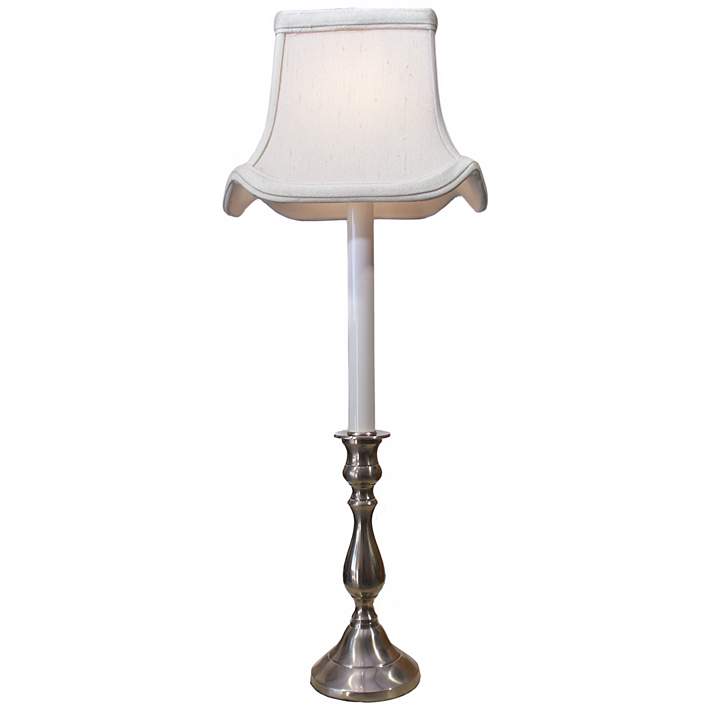 Pewter White Shade Tall Candlestick, Tall Candlestick Lamp Shades