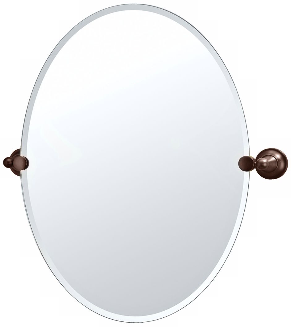 Gatco Tiara Oiled Bronze 24" x 26 1/2" Frameless Oval Mirror