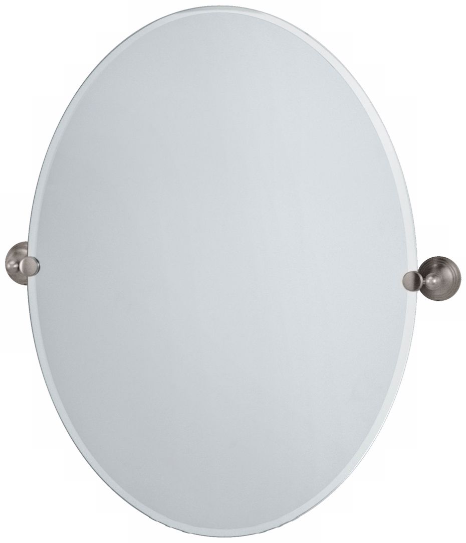 Gatco Charlotte Satin Nickel 27 1/2" x 32" Oval Wall Mirror