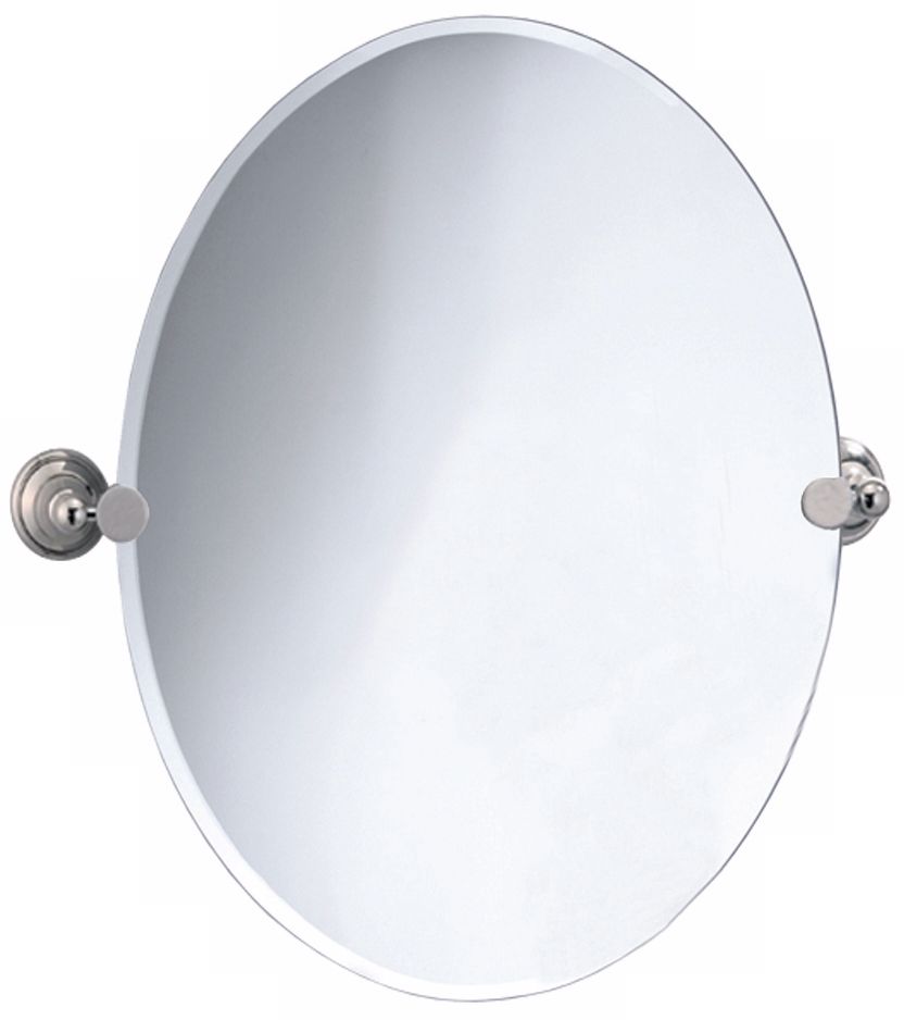 Gatco Laurel Avenue Nickel 24" x 26 1/2" Oval Wall Mirror