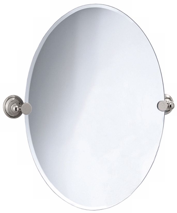 Gatco Laurel Avenue Nickel 32" High Oval Wall Mirror